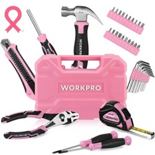 WORKPRO 35PCS Pink Tools Set Household Tool Kit Basic Tool Set W/Storage Toolbox