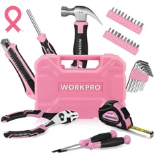 WORKPRO 35PCS Pink Tools Set Household Tool Kit Basic Tool Set W/Storage Toolbox