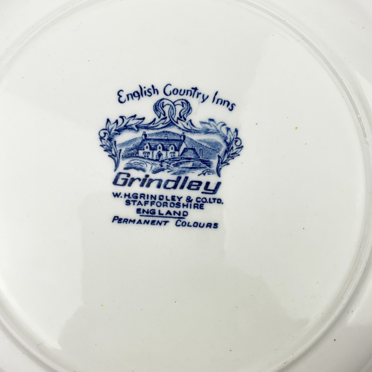 W.H. Grindley Staffordshire Set of 4 English Country Inns Blue