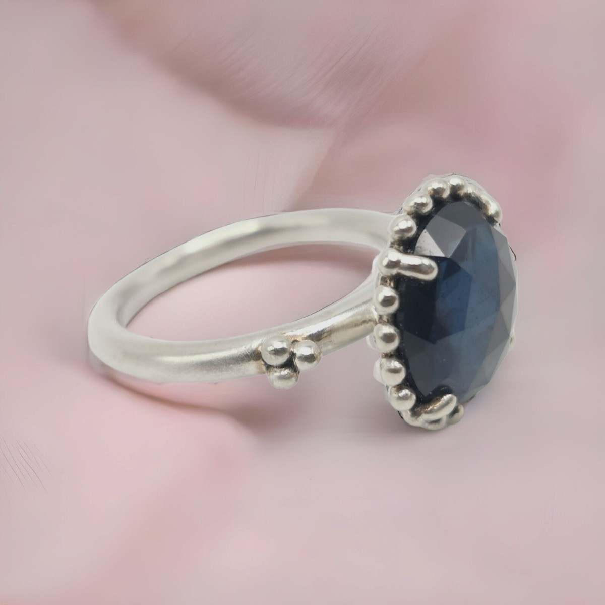 RETIRED RARE Pandora Sterling Silver Shining Midnight Star Ring