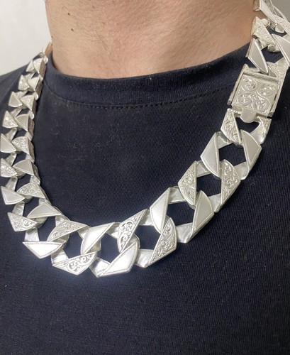 Sterling Silver Men’s Chaps Chain Curb 22mm Huge Heavy Men’s Old School UK Made