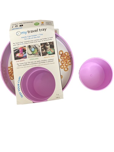 My Travel Tray Kids Handy Cup Holder +Tray Purple For Car Seats Strollers
