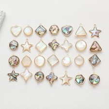 6pcs Triangle Round Teardrop Heart Rhombus Water Drop Shell Charm Pendant