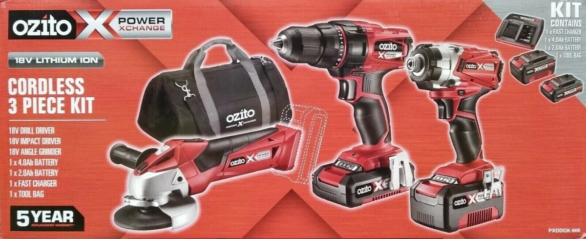 OZITO 18V 3 PIECE PowerXChange Cordless Combo Tool Kit Drill