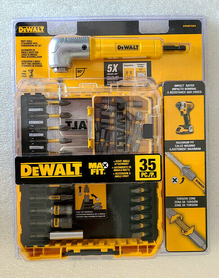 DeWalt MaxFit 35 Piece Impact Bit Set + Right Angle Attachment ...