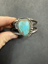 35g VTG Navajo Sterling Silver 925 Turquoise Cuff Bracelet 5.75 Jewelry lot Z