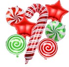 7pcs Merry Christmas Cane Foil Balloons Red Green Xmas Birthday Party Decor UK