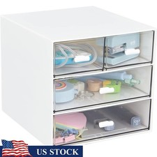 Premium Plastic Desk Organizer W/ 4 Drawers Stationery  Makeup Storage Box New