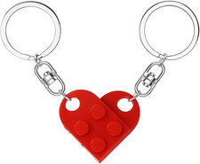 Brick Matching Couple Heart Keychain, Gifts for Him Her Boyfriend Girlfriend Chr