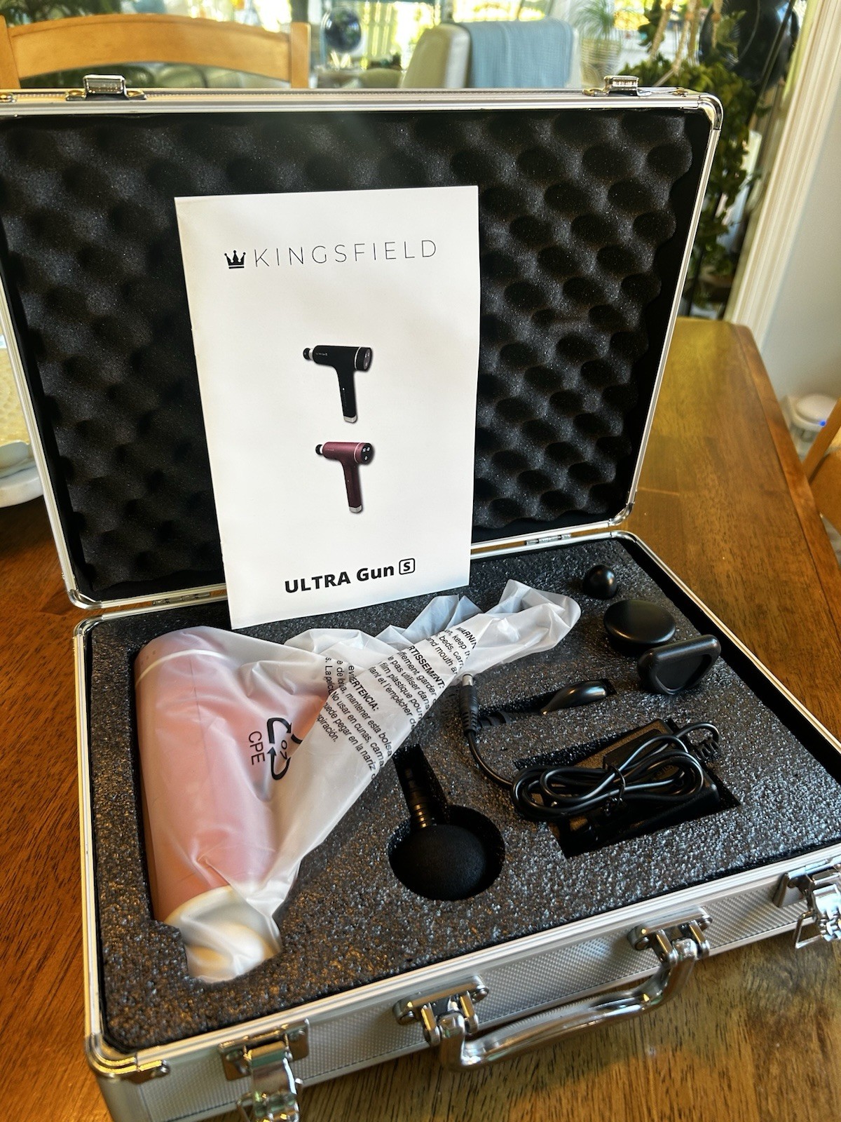 Kingsfield ULTRA Gun S Pink Percussion Massage Gun Rechargeable 4 Heads Case