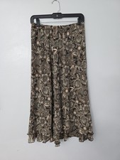 Vtg 90s Y2K Brown Paisley Boho Whimsical Ruffle Skirt Sz PM Fairy Cottagecore