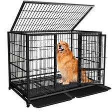 Heavy Duty Dog Crate with Top Access 42 Inch Escape Proof Dog Kennel