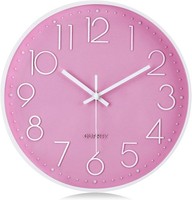 Lafocuse 3D Ziffern Wanduhr Rosa Lautlos 30 Cm