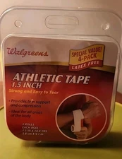 New 4 Rolls 1.5" x 10 YD each Value Pack White Athletic Tape Strong, Easy Tear