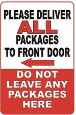 GCOCL Metal Tin Signs Please Deliver All Packages to Front Door Do Not Leave ...