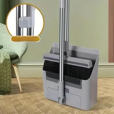 3-in-1 Broom and Dustpan Set with Long Handle and Comb, Ideal for Home