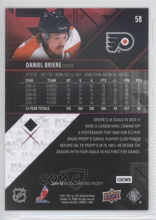 2011-12 Upper Deck Black Diamond Daniel Briere #58 - Image 2 of 2