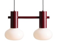 HäNgelampe Esstisch Glas Metall Rot 2-Flammig 46 Cm E14 Pendelleuchte Esszimmer