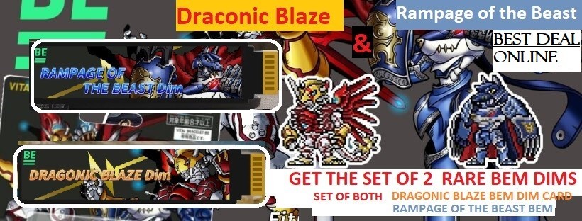 Digimon BE Tarjetas de Memoria Dim JUEGO PERSONALIZADO DRAGONIC BLAZE & RAMPAGE OF THE BEAST