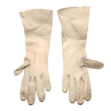 Aris of Paris Gloves Womens Size S 6.5 Mid-Arm Leather France VTG 50s Cream READ