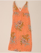 VINTAGE Womens Slip Dress UK 10 Small Orange Floral CR08