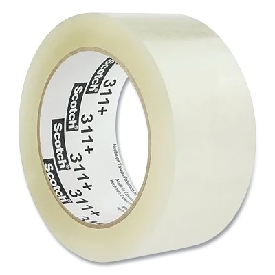 High Tack Box Sealing Tape 311+, 3 in W x 110 yd, 2.05 mil, Clear 3M 