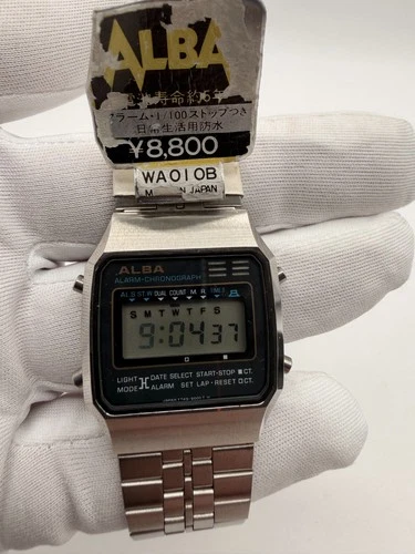 RARE Vintage Seiko ALBA WT012B Alarm Chronograph Digital Watch NOS with Tags