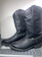Justin  Black Leather Cowboy Boots – Point Toe, Size 10 EE