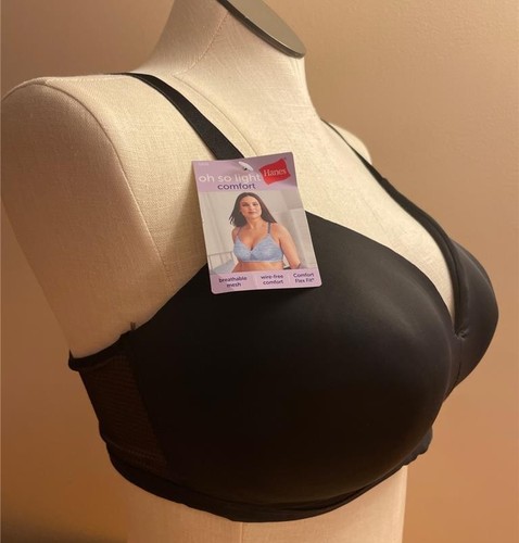 HANES oh so light Comfort Wirefree T-shirt BRA Plus Size 2XL Black