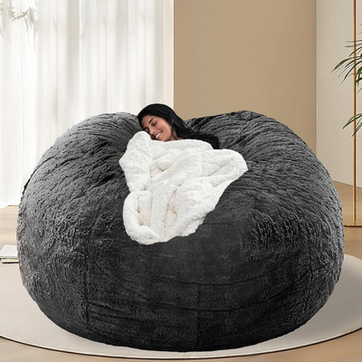 7FT Big Joe Bean Bag Chair Cover for Stuffed Animals - Dark Grey