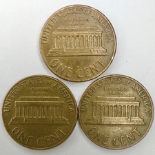 Lot of 3 - 1969 D No / Weak FG Lincoln Cent Penny Coin Error Variety