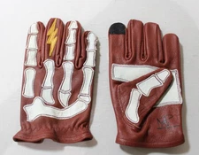 Astrapi Men's Hand Crafted Skeleton Leather Motorcycle Gloves LB3 Brown Medium