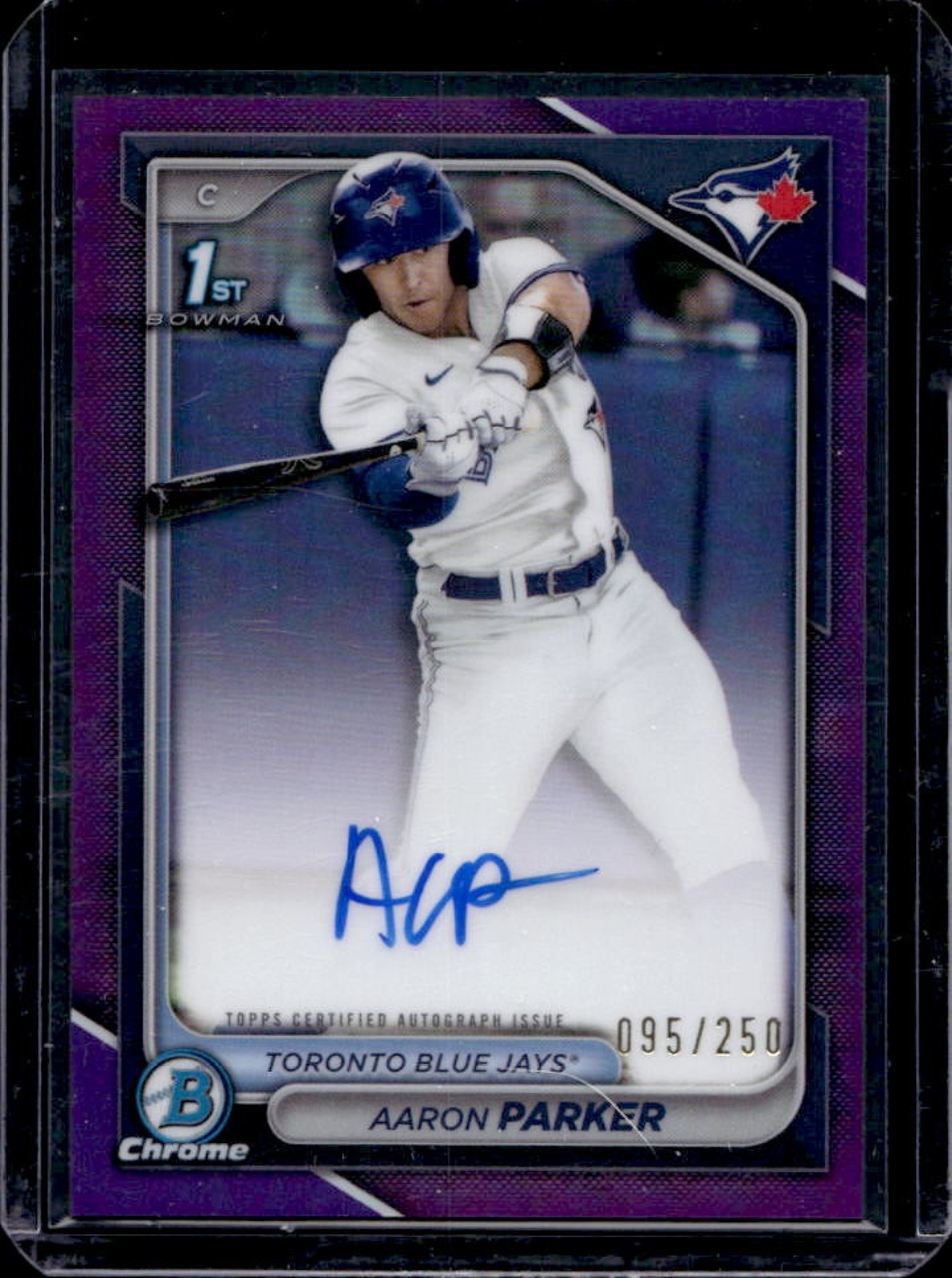 2024 Bowman Draft Aaron Parker Chrome Auto Purple Refractor 1st #95/250