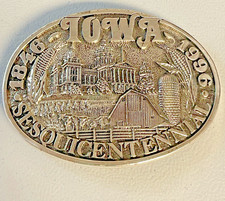 Iowa Statehood 150 Years Belt Buckle Award Design Silver Plate 1846-1996