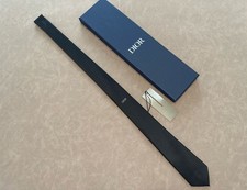 Dior Silk Tie Solid Black DIOR Logo Made in Italy 2.75" Widest NWT