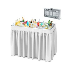 SHAREWIN Folding Ice Cooler Table, Skirt &Drain Hose Plastic Chill Table to K...