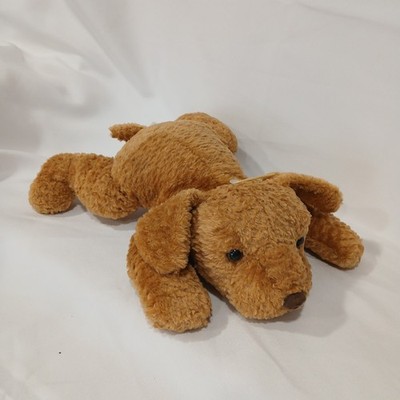Vintage Dan Dee Tan Plush Dog Lying Floppy Ears Textured Fur 14'' EUC