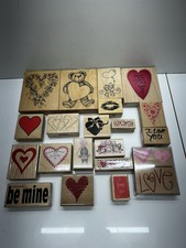 Lot of 22 Happy Valentine's Day Theme Rubber Stamps I Love You, Heart, Be Mine