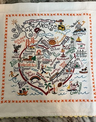 Catstudio Left my Heart in San Francisco California Tea Kitchen Towel Colorful