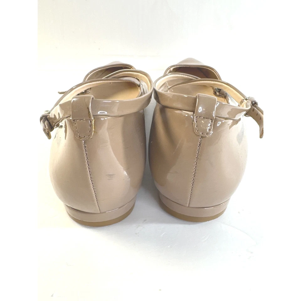 Sapatilhas femininas NINE WEST bege couro envernizado biqueira pontiaguda Mary Jane tamanho 7,5 M - Imagem 4 de 4