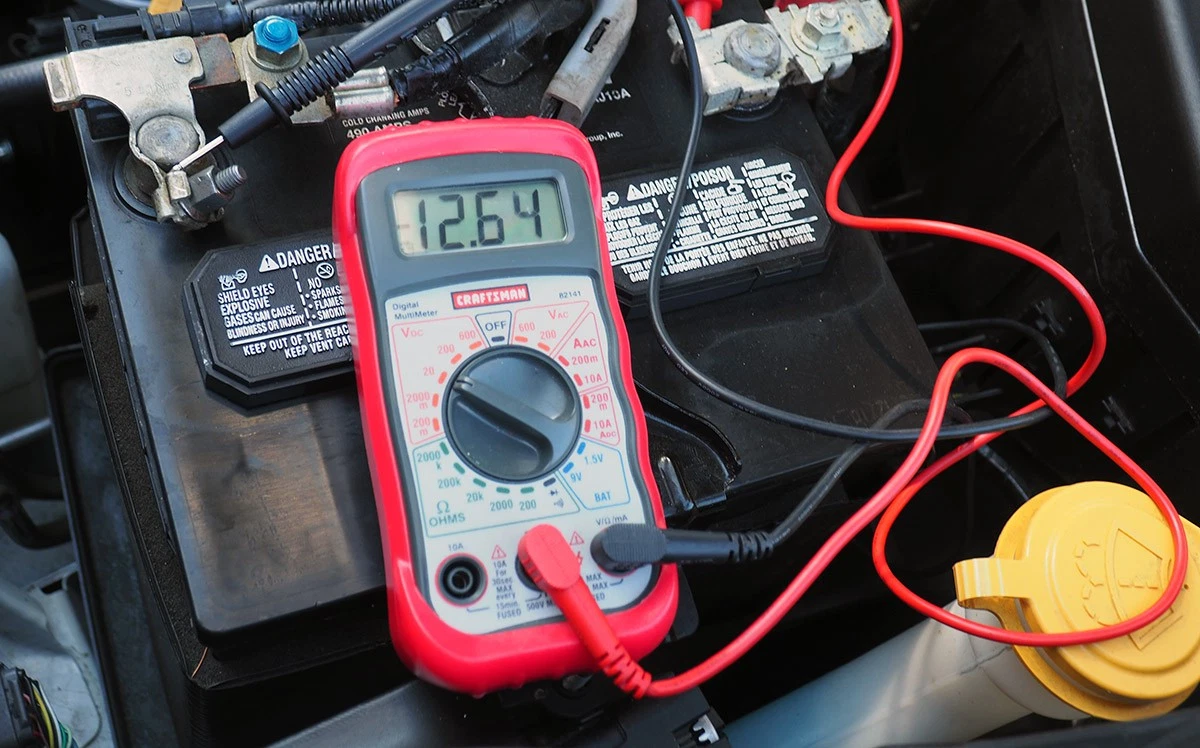 Without any input from the alternator, the battery outputs 12.6 volts.