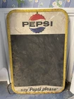 Vintage 1960s Pepsi Cola Tin Chalkboard Advertising Sign 30” by 19.5”
