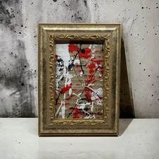 Original Framed Mixed Media Abstract Art Painting Mini “Exile Award" Signed TC9