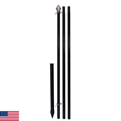 Flags Importer 10ft Aluminum Outdoor Pole with Ground Spike Black
