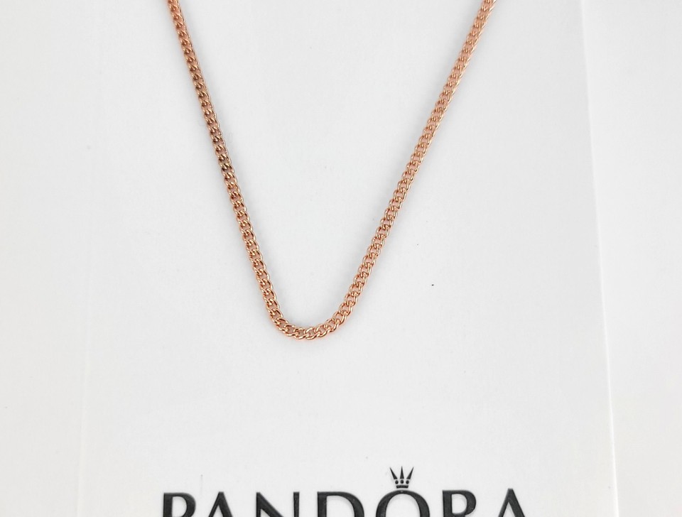 Authentic Pandora Rose Gold Plated Curb Chain Adjustable Necklace ...