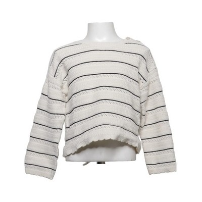 H&M, Strickpullover, Größe: 122/128, Weiß/Schwarz, Baumwolle, Streifen #GNu