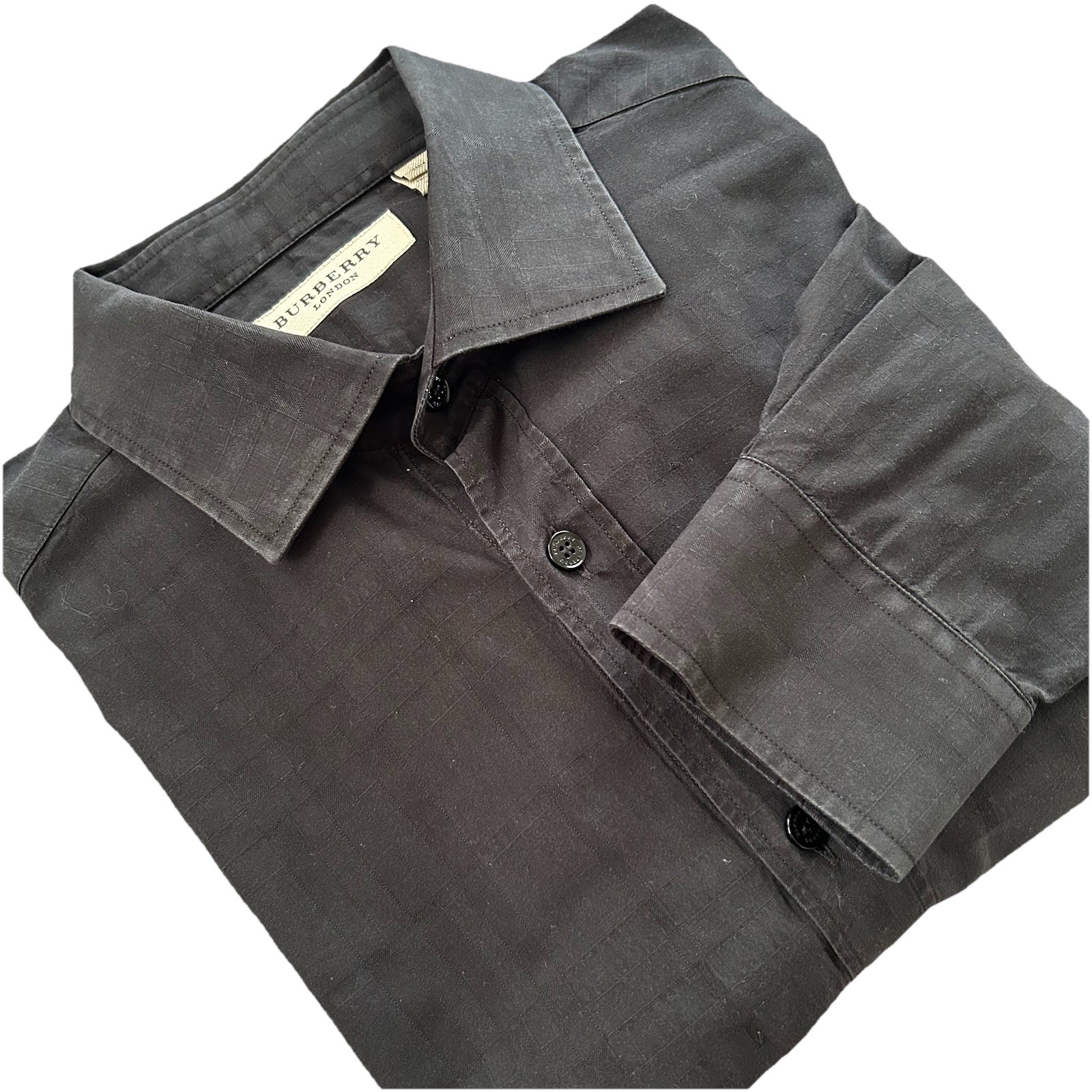 Burberry London Vintage Tailored 16.5-42 Black Long Sleeve Button Up Shirt-image