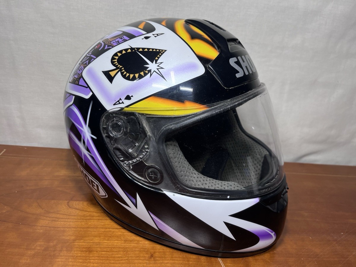 1998 snel motorcycle helmet SHOEI HELMET Vintage ~1998 SNELL ROYAL FLUSH CARDS ACE KING QUEEN XXL  GRAPHIC🔥