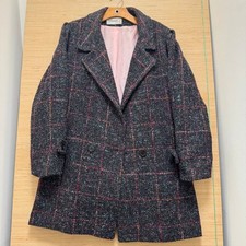 Vintage Saril Ltd Womens Confetti Tweed Plaid Double Breasted Coat Made in USA