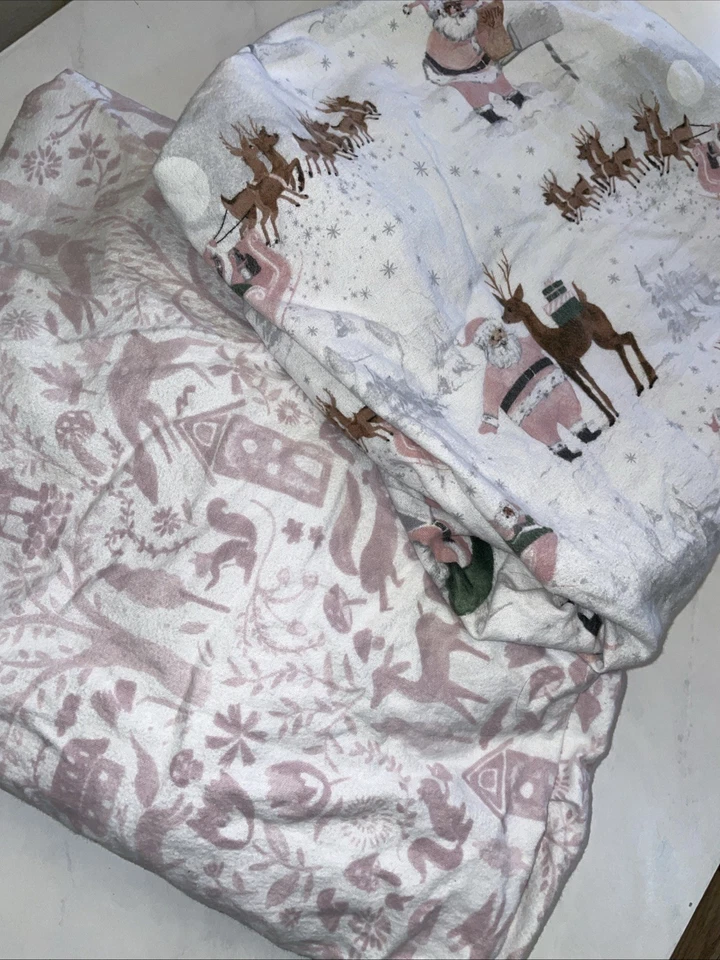 LOTE DE DOS SÁBANAS CUNA FRANELA GRANERO CERÁMICA VACACIONES NAVIDAD NIÑAS Cálidas y Acogedoras Foto 2 de 4